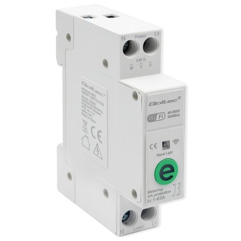 Przekaźnik 63A na szynę DIN z licznikiem energii elektrycznej | eWeLink od Sonoff | Wi-Fi | Dioda LED Qoltec