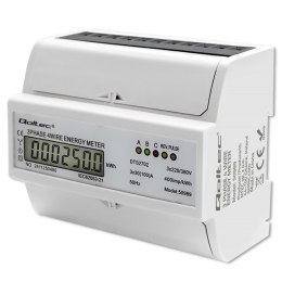 Trójfazowy dwukierunkowy elektroniczny licznik | miernik zużycia energii na szynę DIN | 400V | 100A | LCD | 4P Qoltec