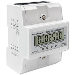 Trójfazowy elektroniczny licznik | miernik zużycia energii na szynę DIN | 400V | 100A | LCD | 4P Qoltec