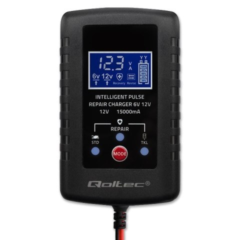 Automatyczna ładowarka do akumulatora AGM GEL STD 6V/12V | 2A | Prostownik z funkcją naprawy i wyświetlaczem LED Qoltec Automatyczna ładowarka do akumulatora AGM GEL STD 6V/12V | 2A | Prostownik z funkcją naprawy i wyświetlaczem LED Qoltec