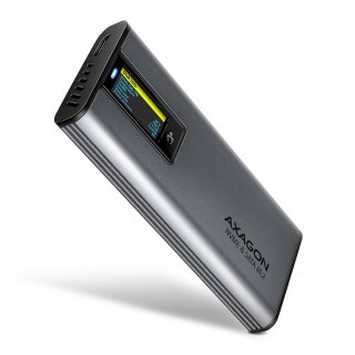 EEM2-SD2 Obudowa zewnętrzna aluminiowa bezśrubowa USB-A/C 3.2 Gen2 M.2 NVMe/SATA display LCD AXAGON