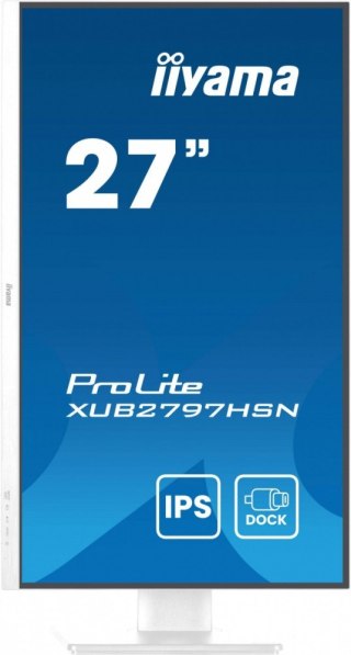 Monitor 27 cali XUB2797HSN-W2 IPS,FHD,USB-C Dock,HAS,300cd,1ms,sRGB99%,100Hz,HDMI,DP-out,USBx4,RJ45,2x2W/5y/ IIYAMA