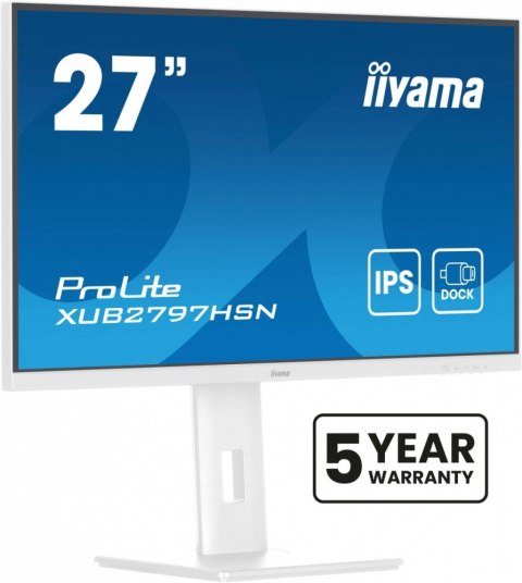 Monitor 27 cali XUB2797HSN-W2 IPS,FHD,USB-C Dock,HAS,300cd,1ms,sRGB99%,100Hz,HDMI,DP-out,USBx4,RJ45,2x2W/5y/ IIYAMA