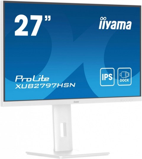 Monitor 27 cali XUB2797HSN-W2 IPS,FHD,USB-C Dock,HAS,300cd,1ms,sRGB99%,100Hz,HDMI,DP-out,USBx4,RJ45,2x2W/5y/ IIYAMA