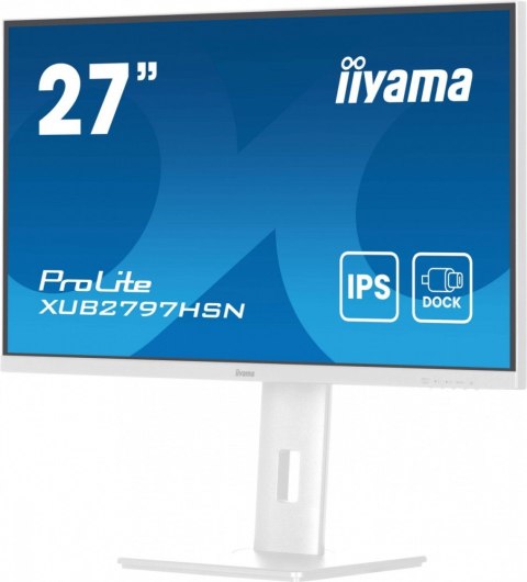 Monitor 27 cali XUB2797HSN-W2 IPS,FHD,USB-C Dock,HAS,300cd,1ms,sRGB99%,100Hz,HDMI,DP-out,USBx4,RJ45,2x2W/5y/ IIYAMA
