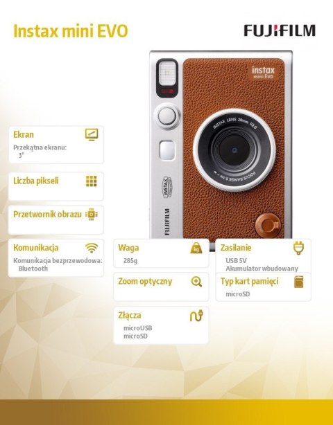 Aparat Instax mini EVO brązowy Fujifilm