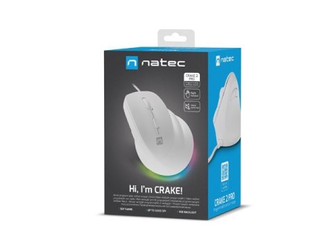 Mysz wertykalna CRAKE 2 PRO 128000DPI optyczna biała Natec Mysz wertykalna CRAKE 2 PRO 128000DPI optyczna biała Natec