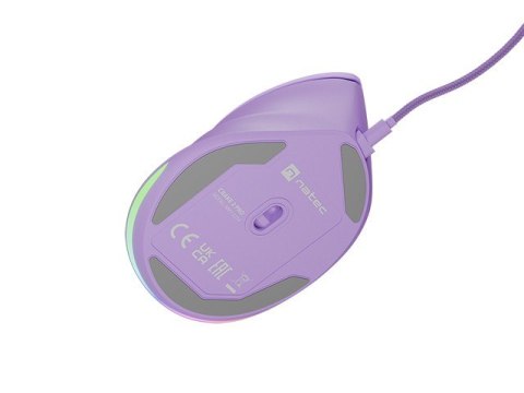 Mysz wertykalna CRAKE 2 PRO 128000DPI optyczna lawendowa Natec Mysz wertykalna CRAKE 2 PRO 128000DPI optyczna lawendowa Natec