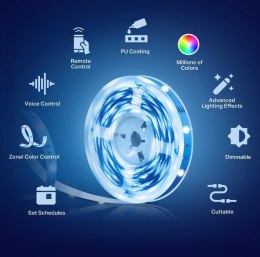 Taśma LED Smart Wi-Fi ze zmiennym kolorem SPEC: 2.4 GHz Wi-Fi, 802.11b/g/n, one 16.4 ft/5m RGB+IC LED light TP-LINK
