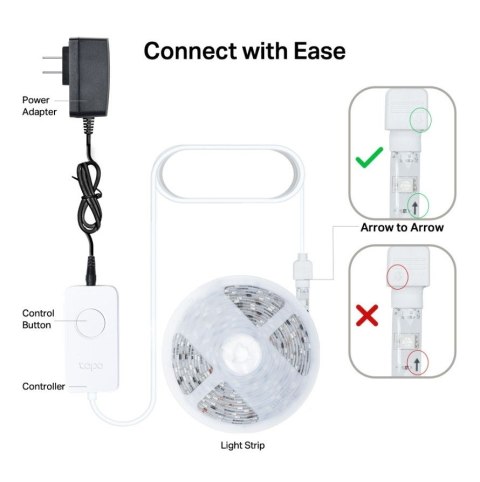 Taśma LED Smart Wi-Fi ze zmiennym kolorem SPEC: 2.4 GHz Wi-Fi, 802.11b/g/n, one 16.4 ft/5m RGB+IC LED light TP-LINK