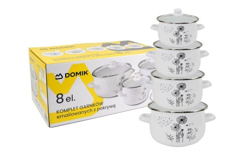 Zestaw garnków 8 elementów Emalia Dmuchawce DO-9324 Domik Zestaw garnków 8 elementów Emalia Dmuchawce DO-9324 Domik