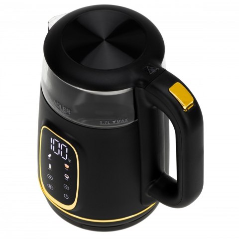 Czajnik 1,7l wyświetlacz LED, regulacja temperatury AD 1305 czarno-złoty Adler