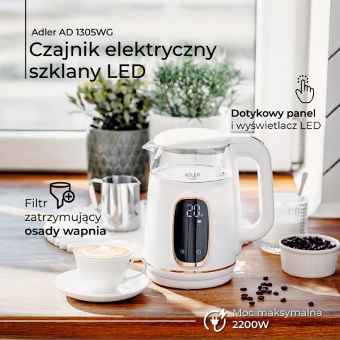 Czajnik 1,7l z wyświetlaczem LED, regulacją temperatury AD 1305WG Adler