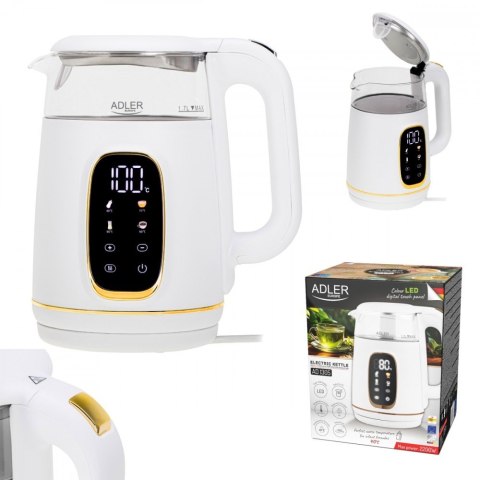Czajnik 1,7l z wyświetlaczem LED, regulacją temperatury AD 1305WG Adler