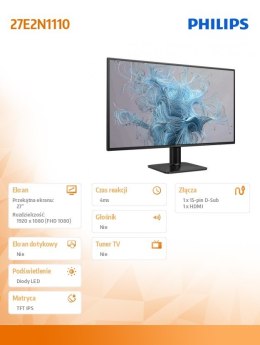 Monitor 27E2N1110 27 cali IPS 120Hz HDMI VGA Philips