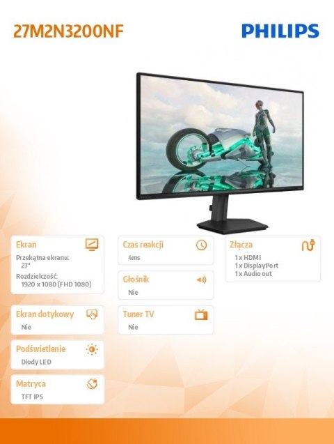 Monitor 27M2N3200NF 27 cali IPS 144Hz HDMI DP Philips Monitor 27M2N3200NF 27 cali IPS 144Hz HDMI DP Philips