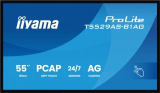 Monitor 55 cali T5529AS-B1AG VA,4K,HDMIx2,USB-C,RJ45,2x10W,WiFi, Android 14, Signal FailOver, Whiteboard, iiSignage2 (CMS),  IIYAMA