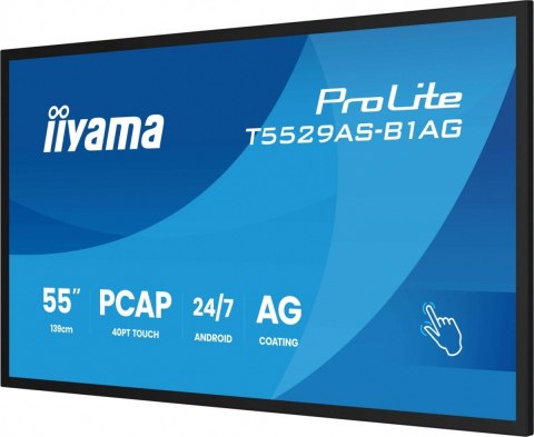Monitor 55 cali T5529AS-B1AG VA,4K,HDMIx2,USB-C,RJ45,2x10W,WiFi, Android 14, Signal FailOver, Whiteboard, iiSignage2 (CMS),  IIYAMA