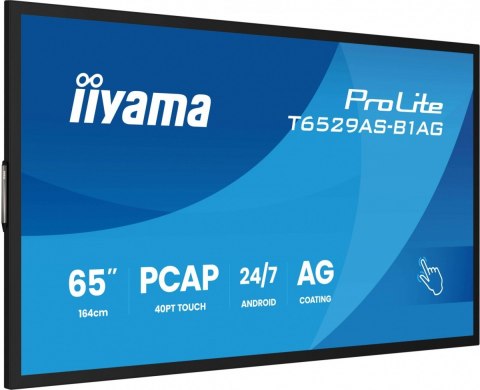 Monitor 65 cali T6529AS-B1AG VA,4K,HDMIx2,USB-C,RJ45,2x10W,WiFi, Android 14, Signal FailOver, Whiteboard, iiSignage2 (CMS),  IIYAMA