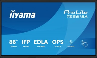 Monitor 86 cali TE8615A-B1AG IPS,4K,40pkt,550cd,DeepContrast-IR+, HDMI x2,DP,USB-C, 2 x 20W, OPS Slot x1, 5xUSB, 2xRJ45,8-Arr IIYAMA