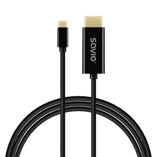 Kabel USB-C do HDMI CL-191 30Hz, 2m plastik Savio