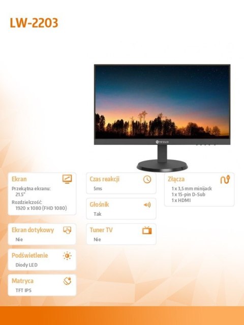 Monitor 21,5 cala LW-2203 HDMI VGA 100Hz AG NEOVO