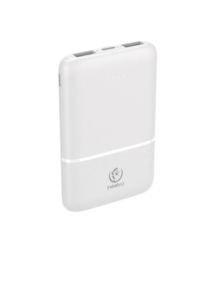 Powerbank P5 (5 000mAh 10W), moc wyjściowa 10W zapewnia szybkie i stabilne ładowanie kompatybilnych urządzeń, jednoczesne ładowa Rebeltec