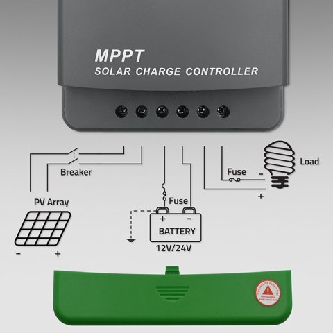Solarny regulator ładowania MPPT z czujnikiem temperatury 30A | 12V/24V | LCD | 2xUSB | Bluetooth | APP | GEL | LiFePO4 Qoltec