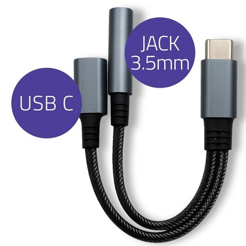 Adapter USB-C 2w1 | USB-C | Jack 3.5mm | PD 15W | 10cm Qoltec Adapter USB-C 2w1 | USB-C | Jack 3.5mm | PD 15W | 10cm Qoltec
