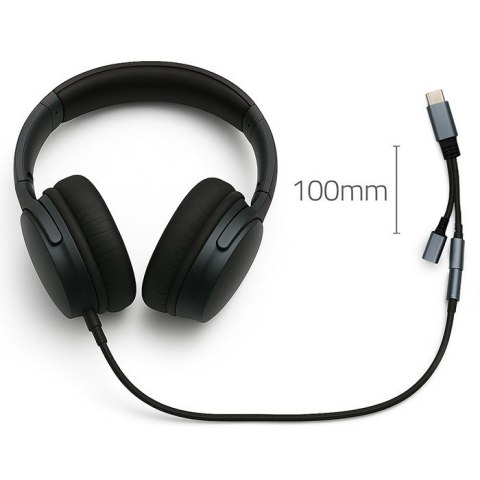 Adapter USB-C 2w1 | USB-C | Jack 3.5mm | PD 15W | 10cm Qoltec Adapter USB-C 2w1 | USB-C | Jack 3.5mm | PD 15W | 10cm Qoltec