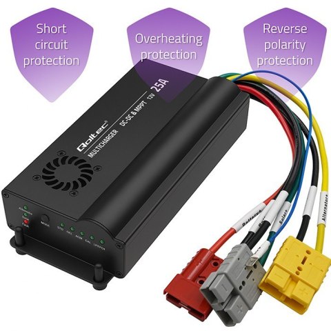 Automatyczna Ładowarka DC-DC 12V z regulatorem MPPT | 25A | LiFePO4 AGM GEL STD Qoltec Automatyczna Ładowarka DC-DC 12V z regulatorem MPPT | 25A | LiFePO4 AGM GEL STD Qoltec