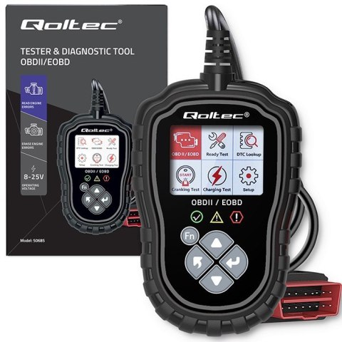 Cyfrowy Tester diagnostyczny ProLine | OBDII EOBD | 8V-25V | DualSystem Qoltec Cyfrowy Tester diagnostyczny ProLine | OBDII EOBD | 8V-25V | DualSystem Qoltec