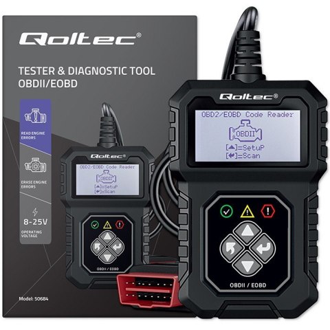 Cyfrowy Tester diagnostyczny ProLine | OBDII EOBD | 8V-25V | Dualsystem Qoltec Cyfrowy Tester diagnostyczny ProLine | OBDII EOBD | 8V-25V | Dualsystem Qoltec