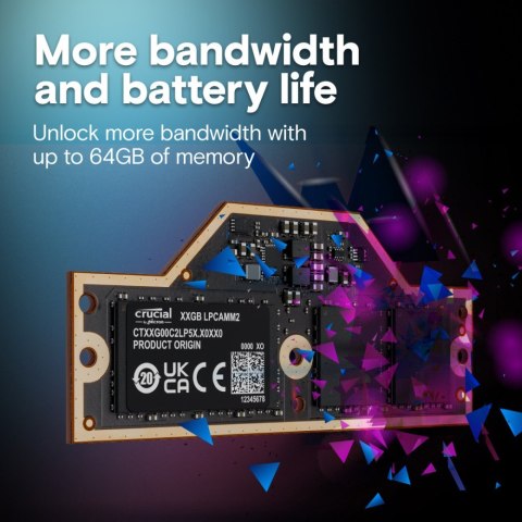Pamięć do notebooka DDR5 LPCAMM2 64GB/7500 LPDDR5X Crucial Pamięć do notebooka DDR5 LPCAMM2 64GB/7500 LPDDR5X Crucial