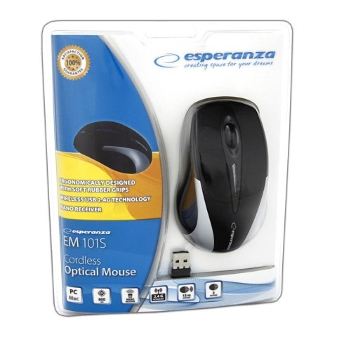 Bezprzewodowa Mysz optyczna EM101S USB, 2,4 GHz, NANO odbiornik Esperanza
