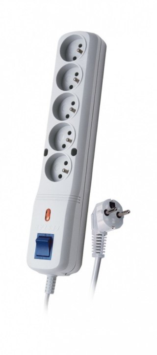 Listwa przeciwprzepięciowa LF-530WA, 3L EMI/RFI, 5,0m, szara Lestar