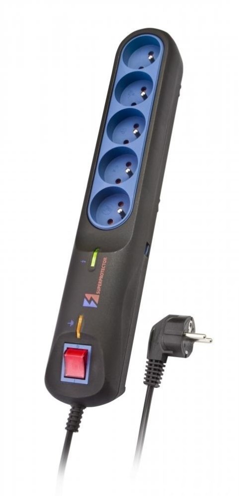 Listwa przeciwprzepięciowa LFT-2005, 3L EMI/RFI, 2.5m, czarna Lestar