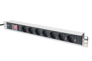 Listwa zasilająca PDU 19" RACK 7xSchuko, 2m 1xSchuko, 16A, wł./wył., aluminiowa Digitus