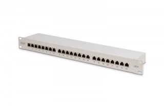 Patch panel 19" 24 porty, kat.6, S/FTP, 1U, wspornik kablowy, szary (kompletny) Digitus
