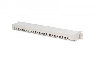 Patch panel 19" 24 porty, kat.6, S/FTP, 1U, wspornik kablowy, szary (kompletny) Digitus