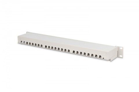 Patch panel 19" 24 porty, kat.6, S/FTP, 1U, wspornik kablowy, szary (kompletny) Digitus