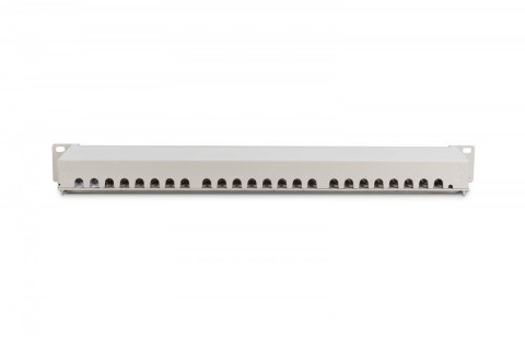 Patch panel 19" 24 porty, kat.6, S/FTP, 1U, wspornik kablowy, szary (kompletny) Digitus