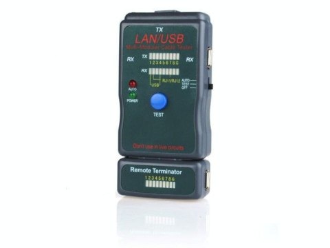 Tester diodowy kabli RJ4 5,RJ11,UTP,STP,USB AA/AB Gembird