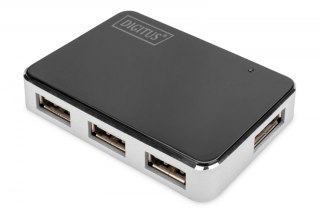 HUB/Koncentrator 4-portowy USB 2.0 HighSpeed, aktywny, czarno-srebrny Digitus