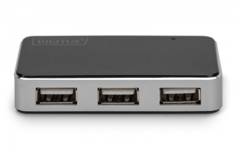 HUB/Koncentrator 4-portowy USB 2.0 HighSpeed, aktywny, czarno-srebrny Digitus