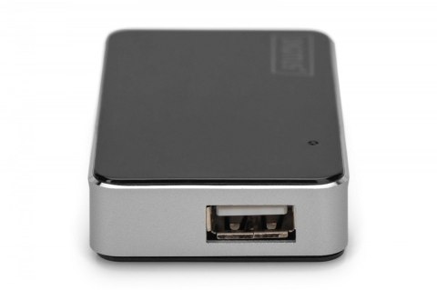 HUB/Koncentrator 4-portowy USB 2.0 HighSpeed, aktywny, czarno-srebrny Digitus