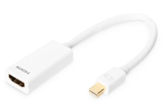 Kabel adapter Displayport 1080p 60Hz FHD Typ miniDP/HDMI A M/Ż biały 0,15m Digitus