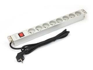 Listwa zasilająca PDU 19" RACK 8xTyp E, 1.8m 1xSchuko, 16A, wł./wył., aluminiowa Digitus