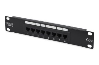 Patch panel 10" 8 portów, kat.5e, U/UTP, 1U, czarny (kompletny) Digitus