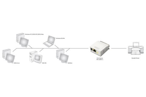 Serwer wydruku Fast Ethernet 1-port 1xLPT, 1xRJ-45 Digitus